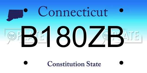 B180ZB Connecticut License Plate