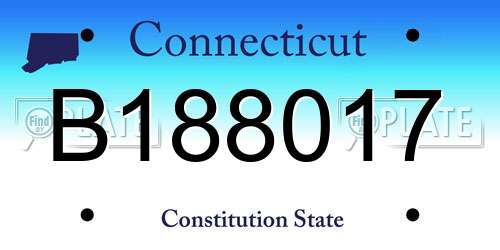 B188017 Connecticut License Plate