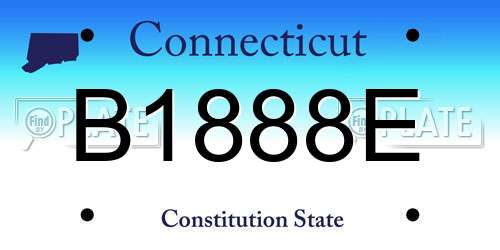 B1888E Connecticut License Plate