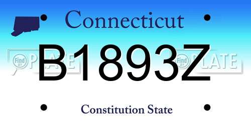 B1893Z Connecticut License Plate