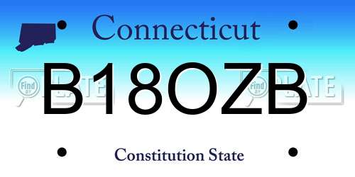B18OZB Connecticut License Plate