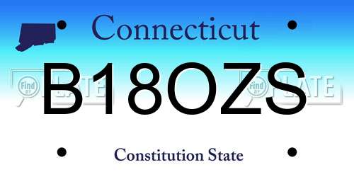 B18OZS Connecticut License Plate