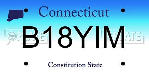 B18YIM Connecticut License Plate