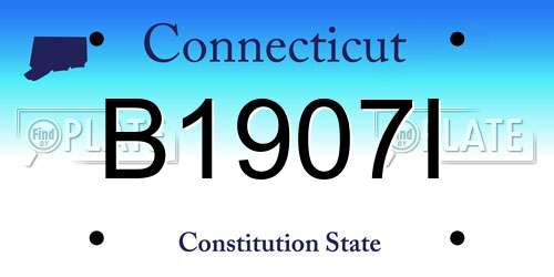 B1907I Connecticut License Plate