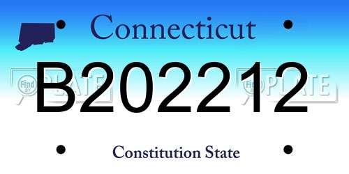 B202212 Connecticut License Plate