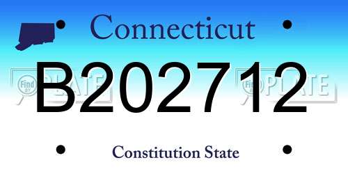 B202712 Connecticut License Plate