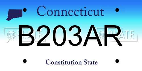 B203AR Connecticut License Plate