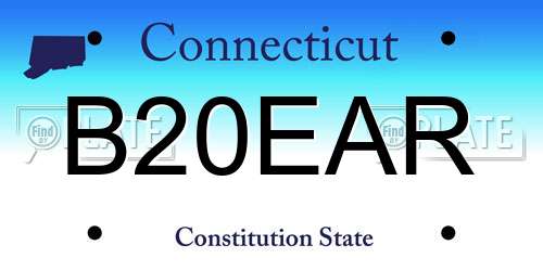 B20EAR Connecticut License Plate