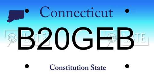 B20GEB Connecticut License Plate