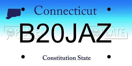 B20JAZ Connecticut License Plate