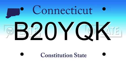 B20YQK Connecticut License Plate
