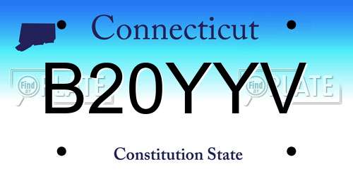 B20YYV Connecticut License Plate