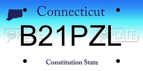 B21PZL Connecticut License Plate