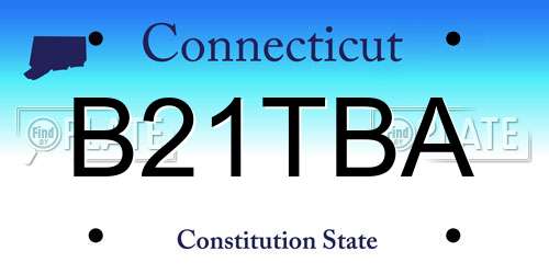 B21TBA Connecticut License Plate