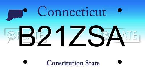B21ZSA Connecticut License Plate