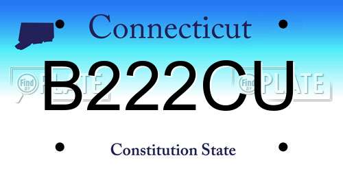 B222CU Connecticut License Plate