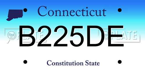 B225DE Connecticut License Plate