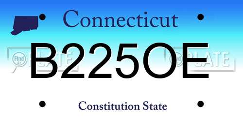 B225OE Connecticut License Plate
