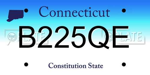 B225QE Connecticut License Plate