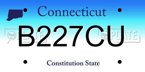 B227CU Connecticut License Plate