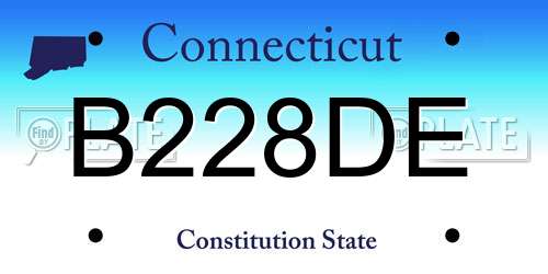 B228DE Connecticut License Plate