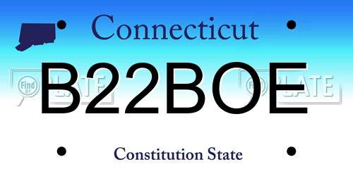 B22BOE Connecticut License Plate