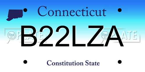 B22LZA Connecticut License Plate