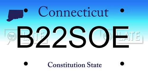 B22SOE Connecticut License Plate