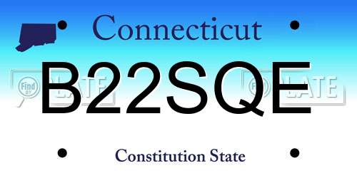 B22SQE Connecticut License Plate