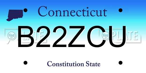 B22ZCU Connecticut License Plate