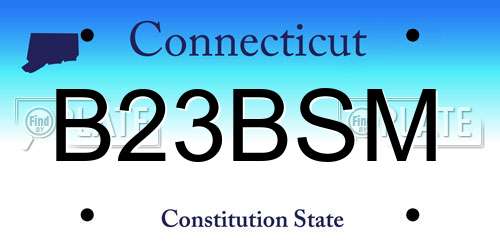 B23BSM Connecticut License Plate