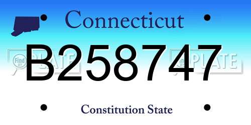 B258747 Connecticut License Plate