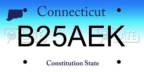 B25AEK Connecticut License Plate
