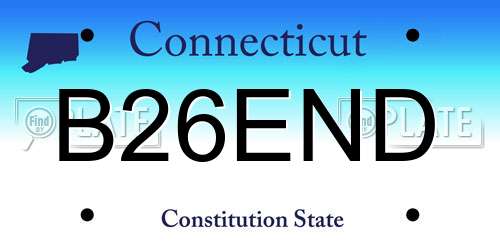 B26END Connecticut License Plate