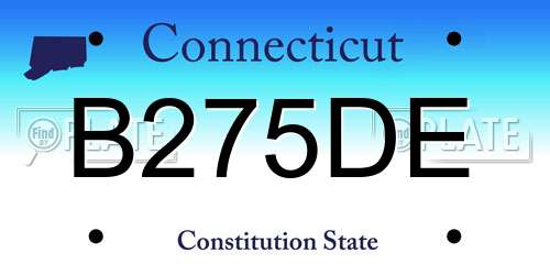 B275DE Connecticut License Plate