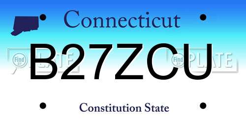 B27ZCU Connecticut License Plate