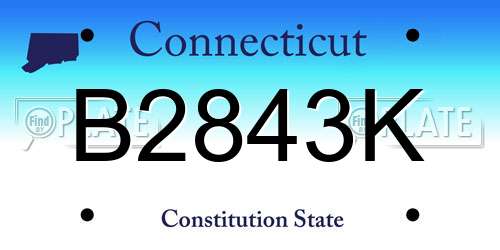 B2843K Connecticut License Plate