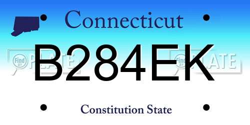 B284EK Connecticut License Plate