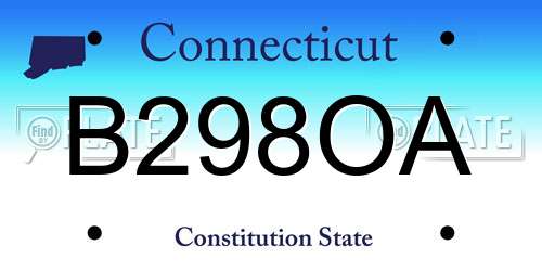 B298OA Connecticut License Plate