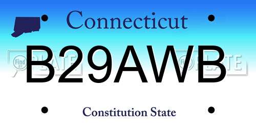 B29AWB Connecticut License Plate