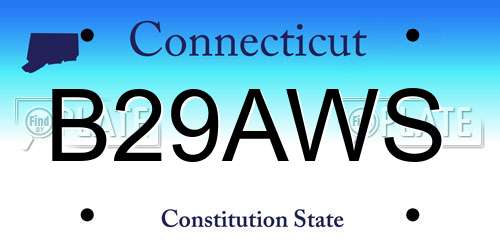 B29AWS Connecticut License Plate