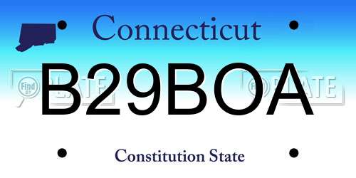 B29BOA Connecticut License Plate