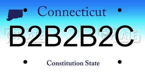 B2B2B2C Connecticut License Plate