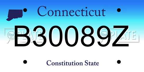 B30089Z Connecticut License Plate