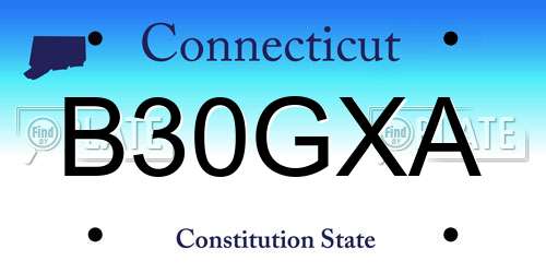 B30GXA Connecticut License Plate