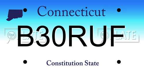 B30RUF Connecticut License Plate