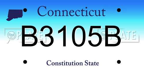B3105B Connecticut License Plate