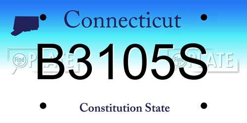 B3105S Connecticut License Plate