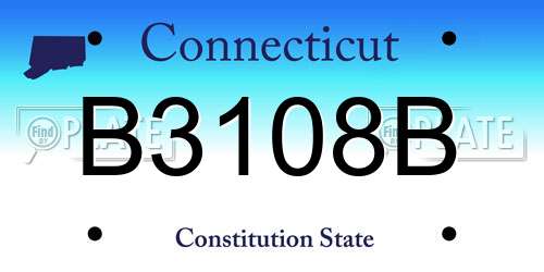 B3108B Connecticut License Plate