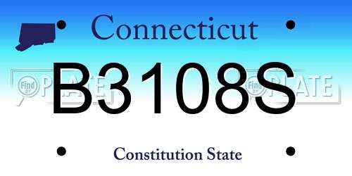 B3108S Connecticut License Plate